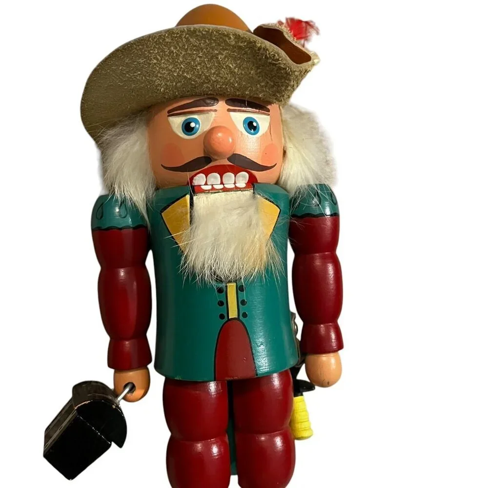 Nutcracker Musketeer w/Sword Leather Hat Feather NO FEET wooden Christmas Decor